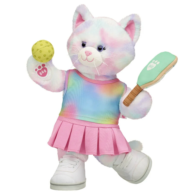 Pastel Swirl Kitty Stuffed Animal Pickleball Gift Set