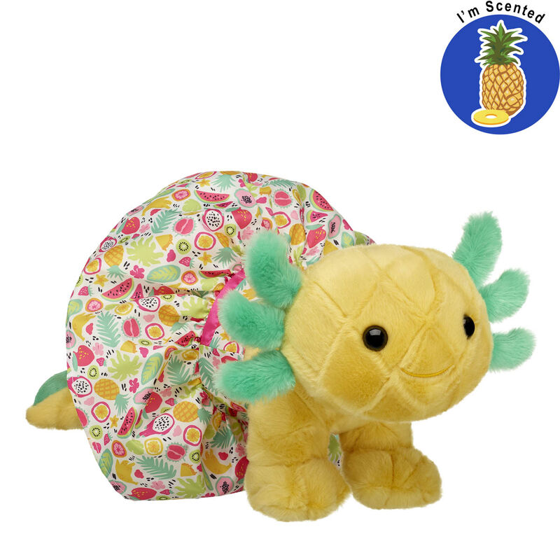 Pineapple Axolotl Stuffed Animal Fruit Dress Gift Set with Pineapple Scent