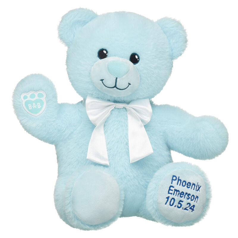 Personalized Baby Blue Teddy Bear Gift Set with Recorded Message ...