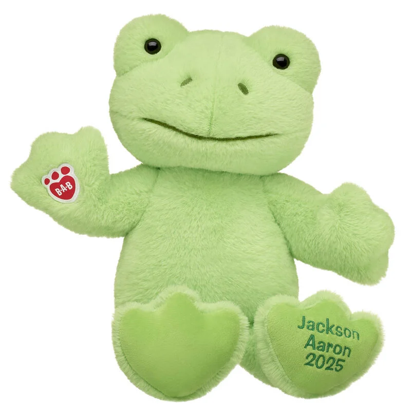 Personalized Embroidered Spring Green Frog Stuffed Animal