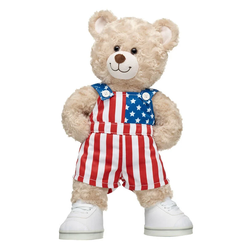 Happy Hugs Teddy Bear USA Overalls Gift Set
