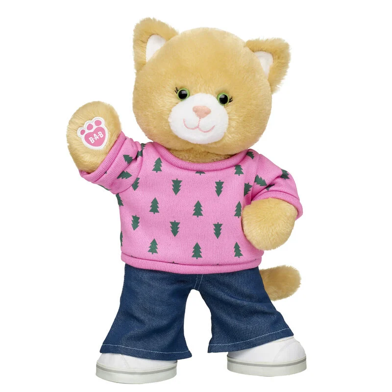 Jennifur Cat Plush Pink and Green Christmas Tree Sweater Gift Set