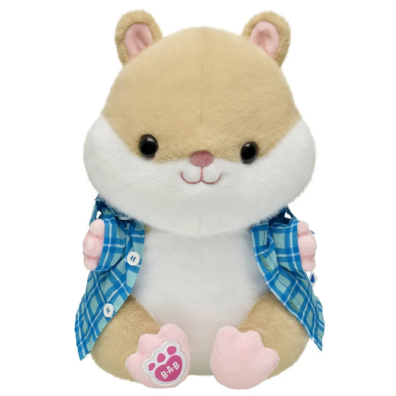Hamster Stuffed Animal Blue Check Shirt Gift Set