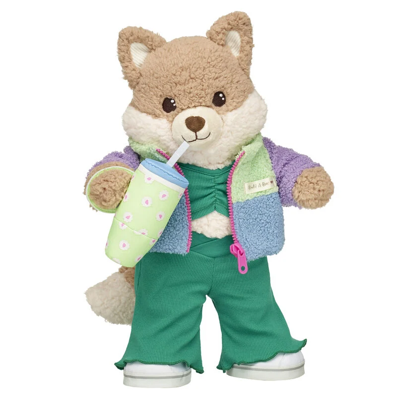 Fuzzy Fox Stuffed Animal Sherpa Jacket Gift Set with Tumbler